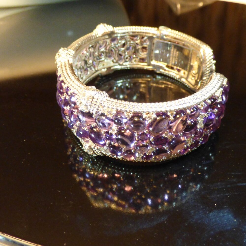Judith Ripka Aurora Purple Amethyst Cuff Bracelet SMALL NIB - Picture 6 of 8